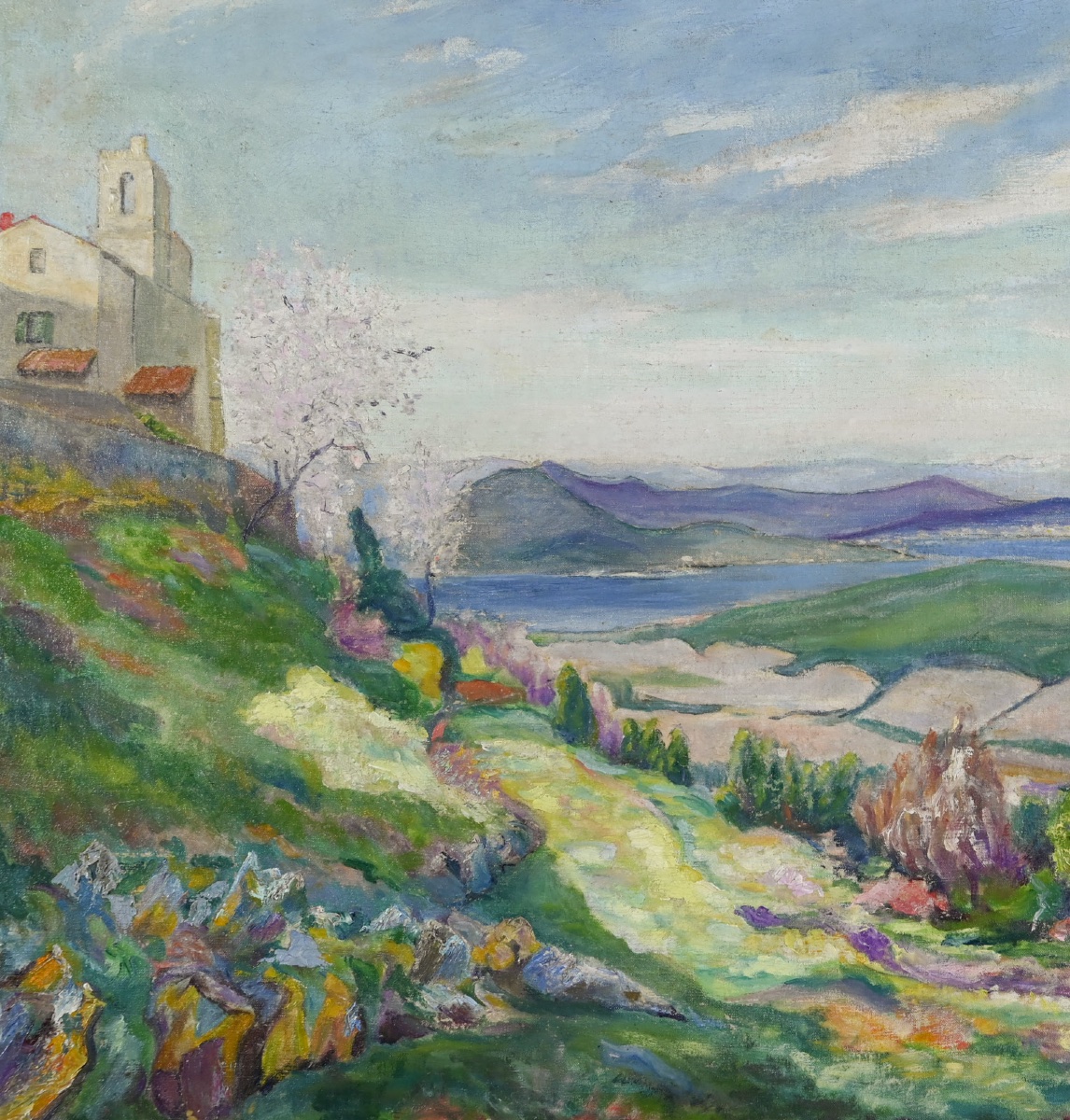 Julien Feron (1864-1944): The Bay Of Saint Tropez Seen From The Heights Of Gassin-photo-3