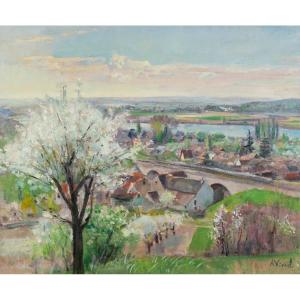 André-léon Vivrel (1886-1976) - Arbre En Fleurs Sur Les Hauteurs