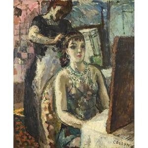 Marcel Cosson (1878-1956) : Coiffure Dans La Loge