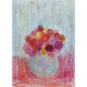 Lyne Seybel: Bouquet Au Vase Bleu