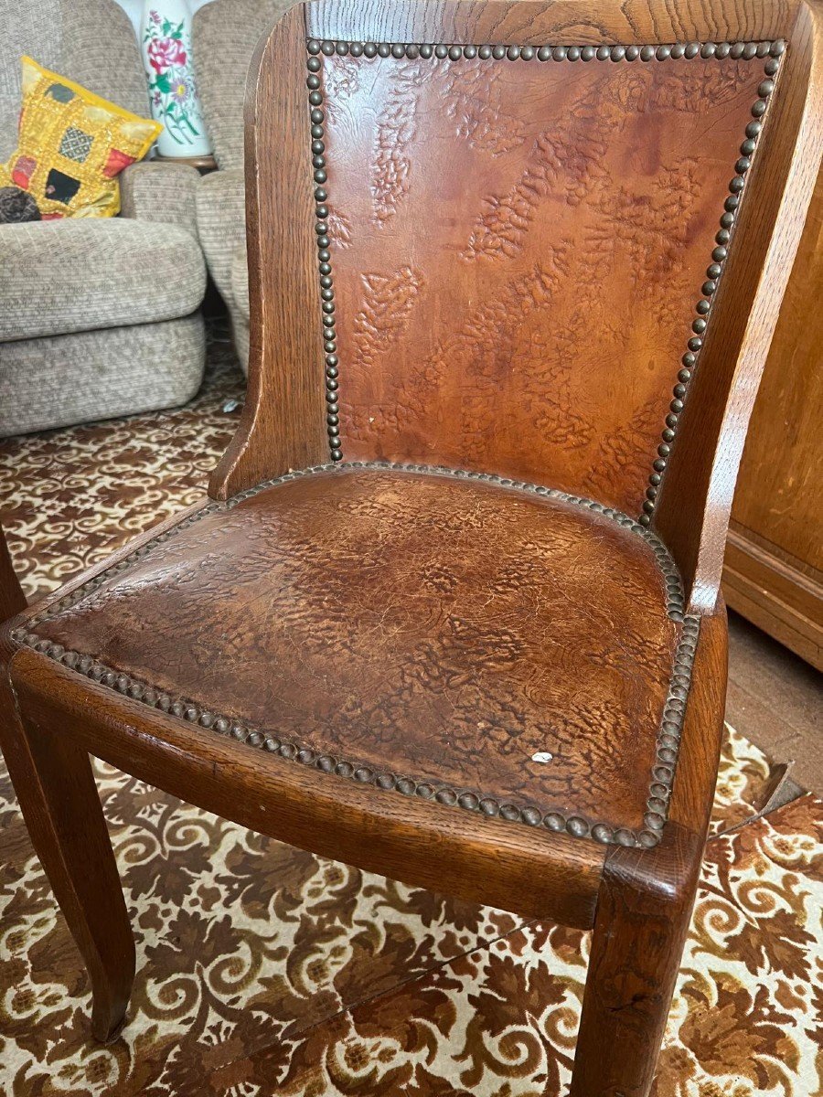 6 Leather Chairs, 20th Century. -photo-2