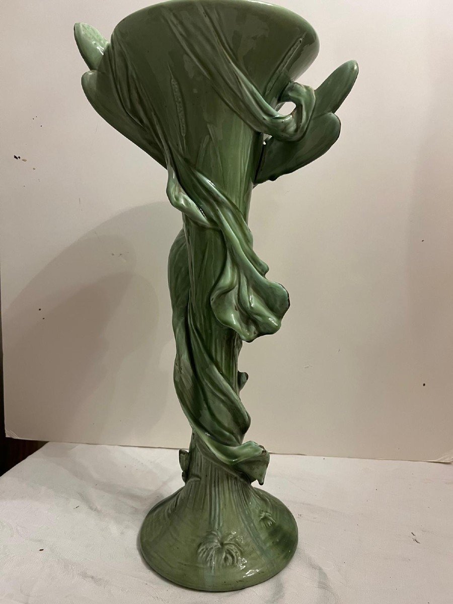 Art Nouveau Vase Dragonfly Woman Clément Massier 1847 To 1917.-photo-4