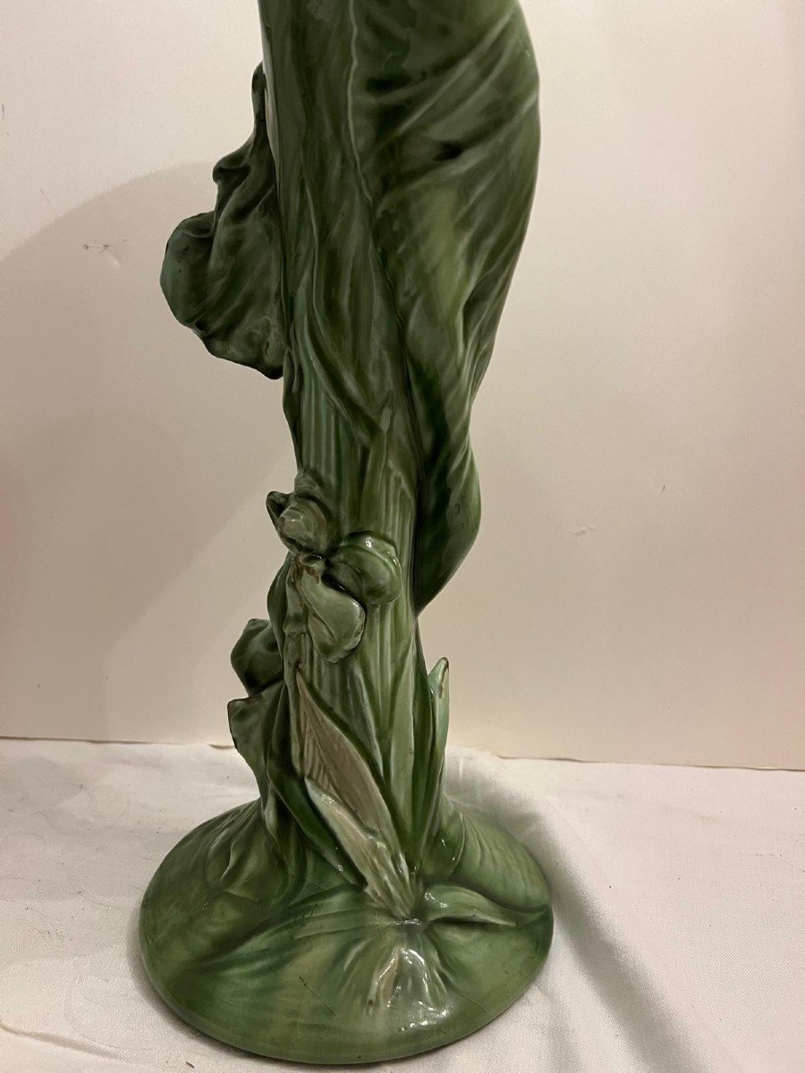 Art Nouveau Vase Dragonfly Woman Clément Massier 1847 To 1917.-photo-1