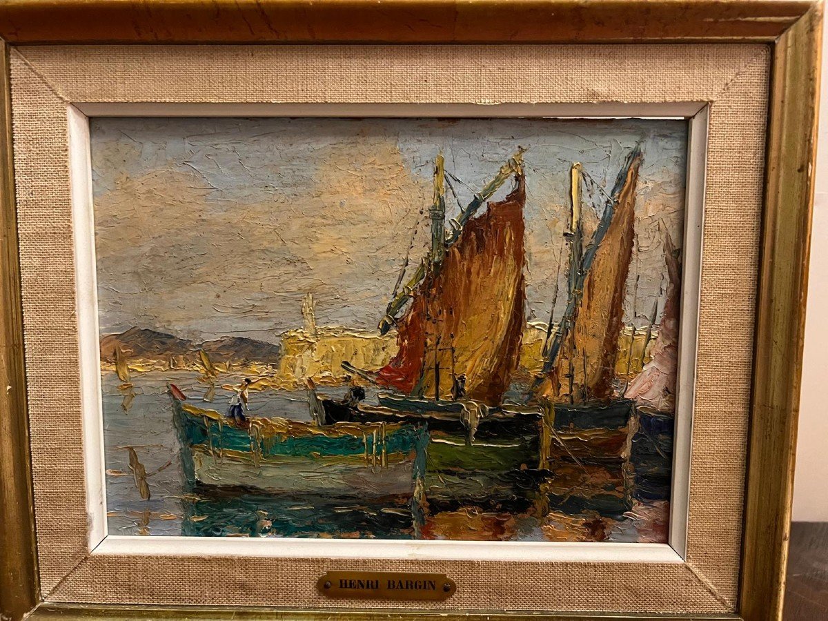 Painting Signed Henry Bargin, 1906-1980.-photo-3