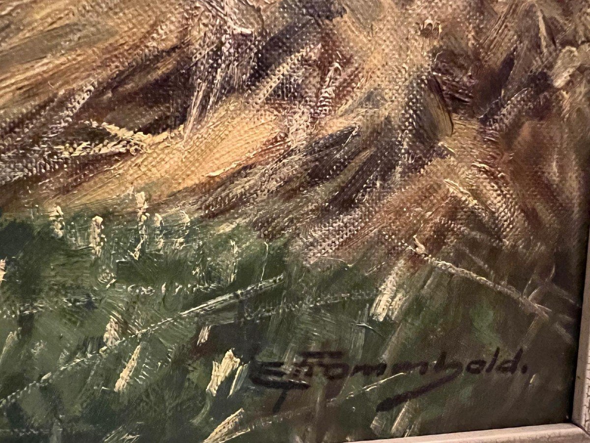 Painting The House Signed Illegible Oil On Canvas. -photo-3