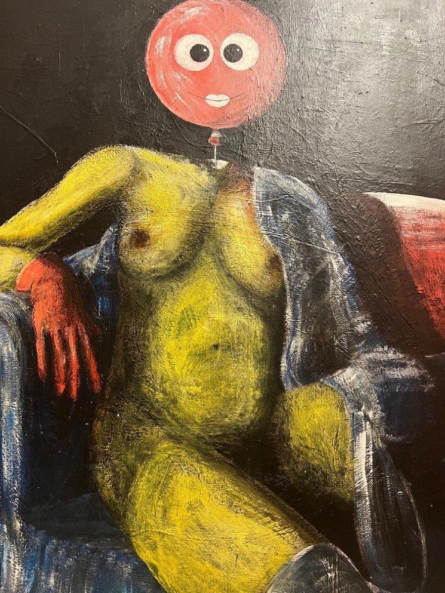 Painting Of A Naked Woman, With Thoughts In The Moon. -photo-2