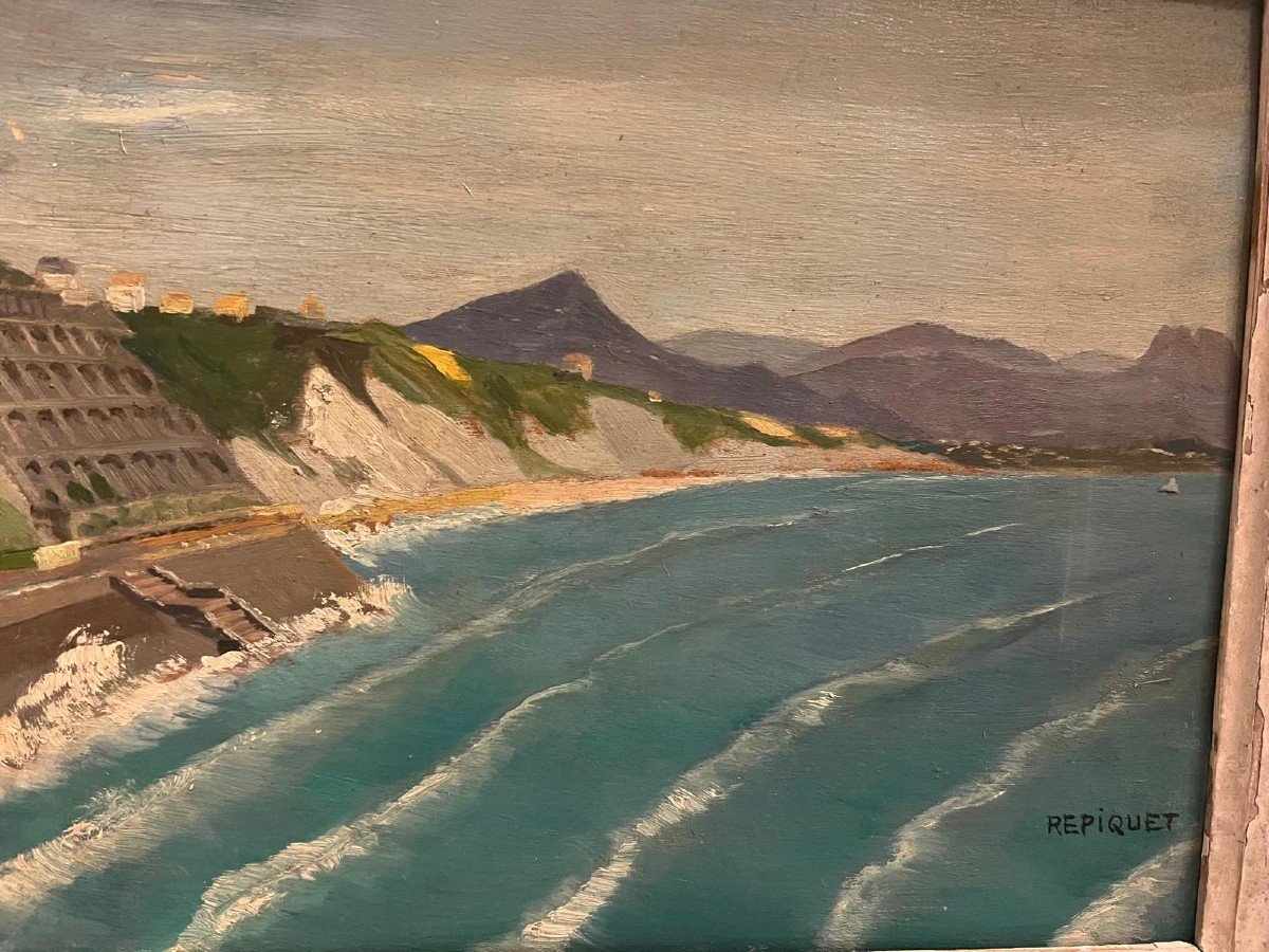 Painting Signed Repiquet Raymond Landscape Biarritz Basque School. -photo-3