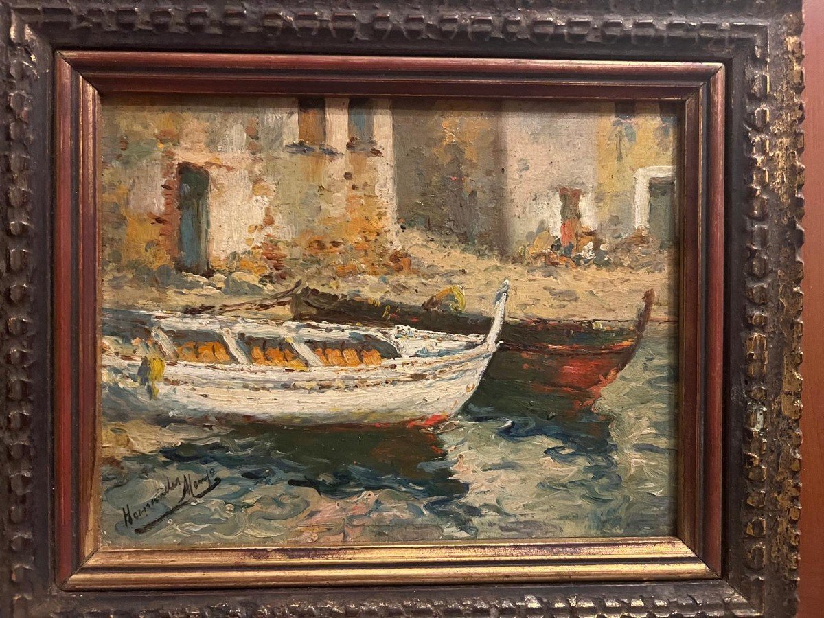 Spanish Painting Signed Hernandez Monjo 1862-1937-photo-1