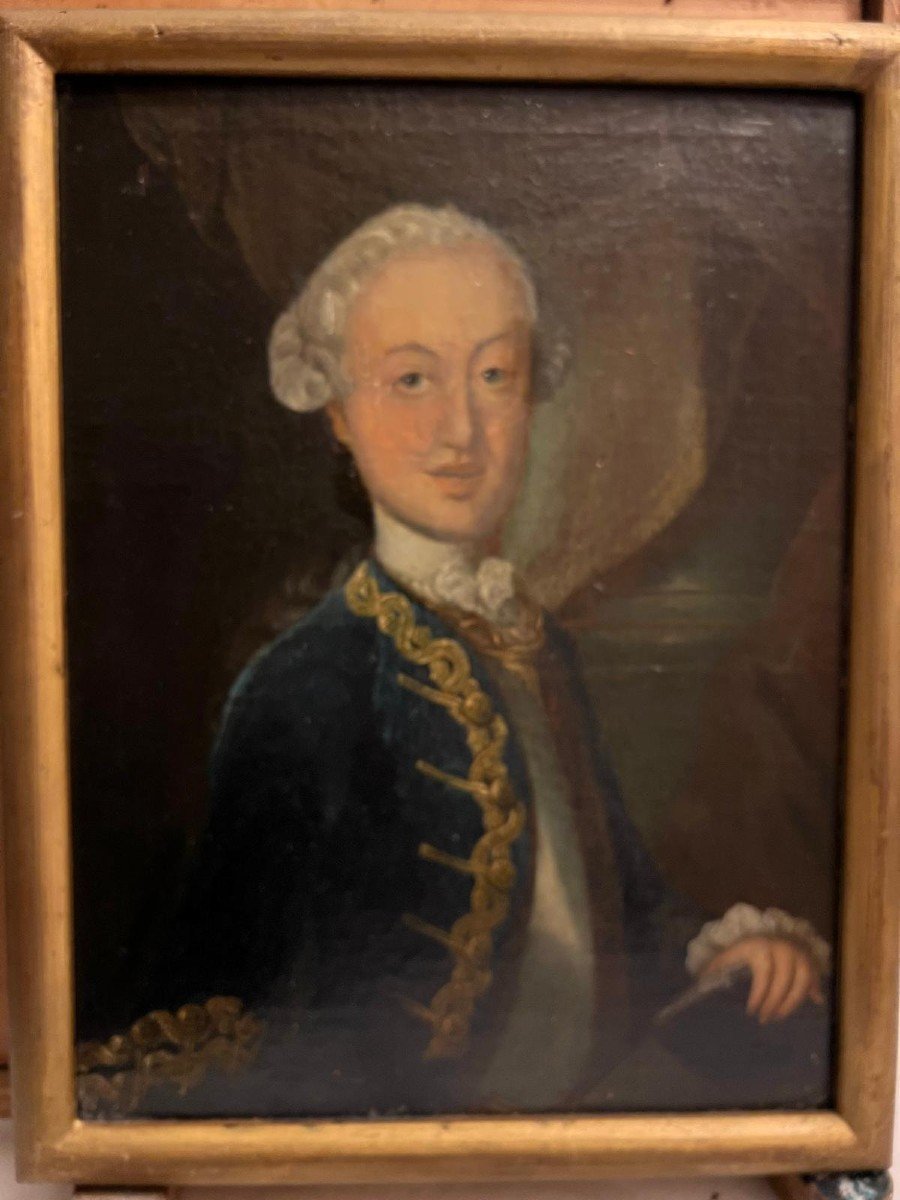 Tableau Signé Jpf Hauck 1763, Portrait De Jeune Homme, Huile Sur Carton. -photo-3