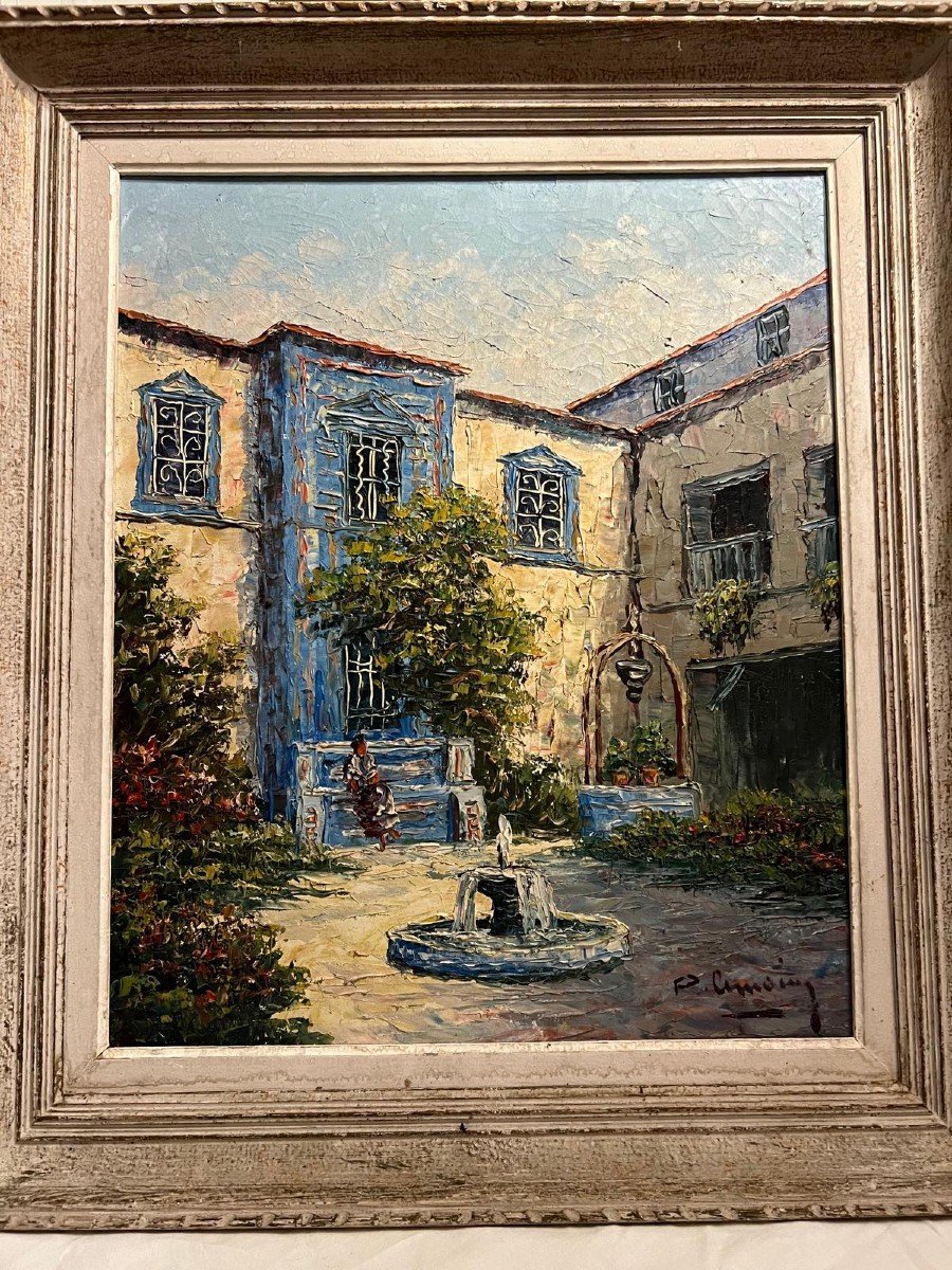 Painting Signed Paul Camoin, Woman In Front Of The House. -photo-2