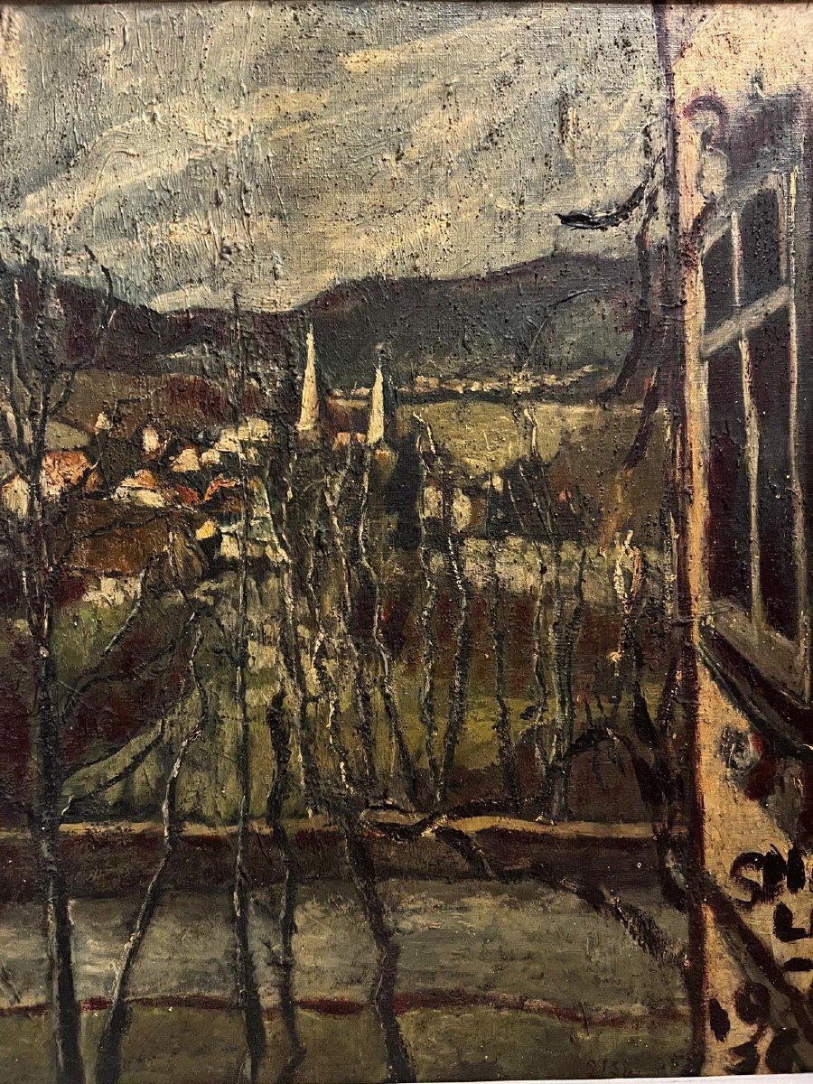 Painting Signed Illegible Dated, 1956, Oil On Cardboard -photo-2