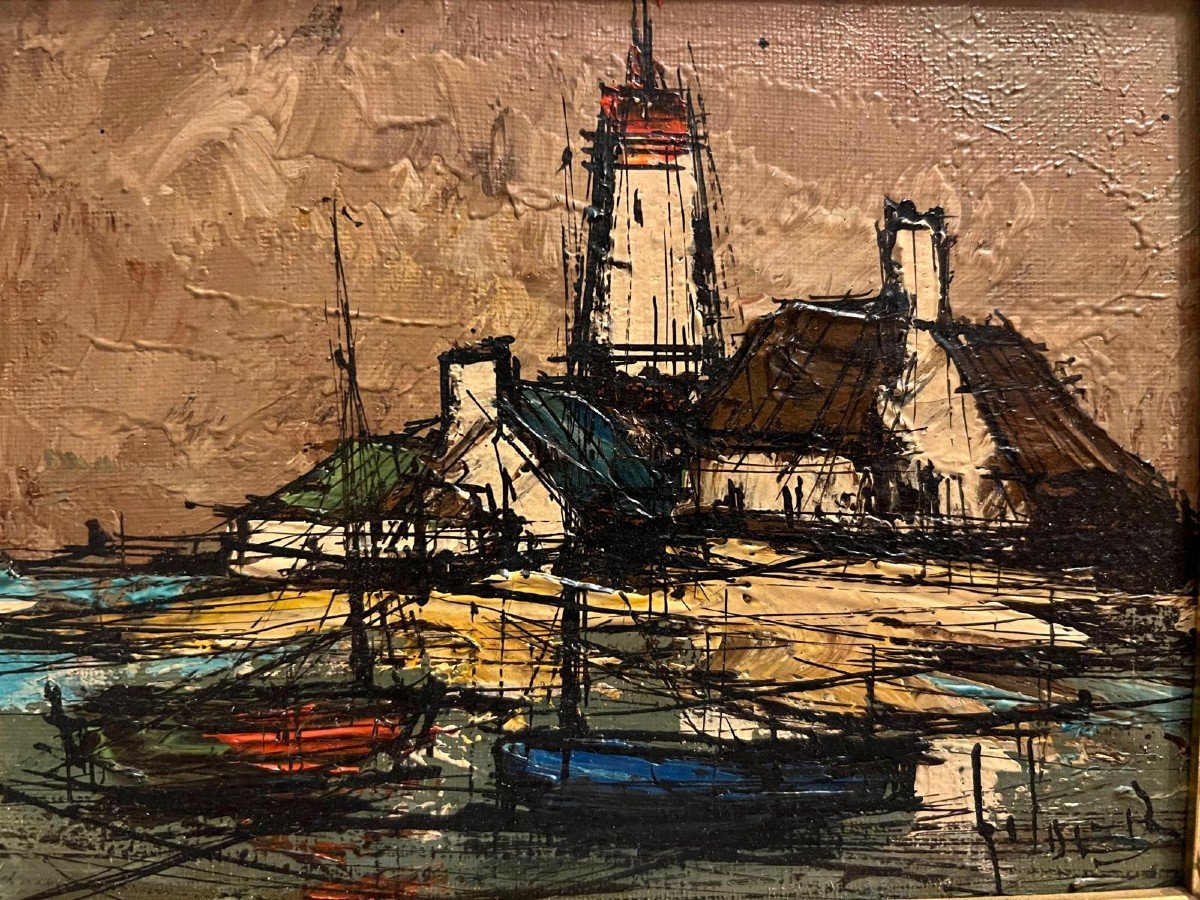 Two Illegibly Signed Paintings, Landscape Follower By Bernard Buffet. -photo-3