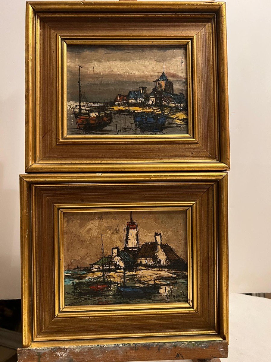 Two Illegibly Signed Paintings, Landscape Follower By Bernard Buffet. -photo-6