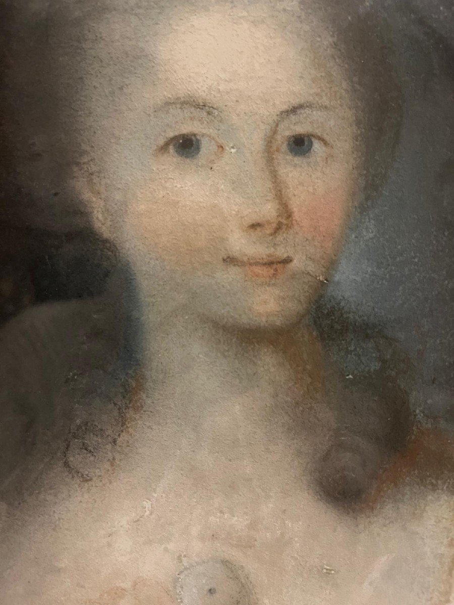 Tableau Portrait De Jeune Fille, Pastel " Les Enfants Du Conte De Mitry, Donné à Un Nicolle.-photo-2