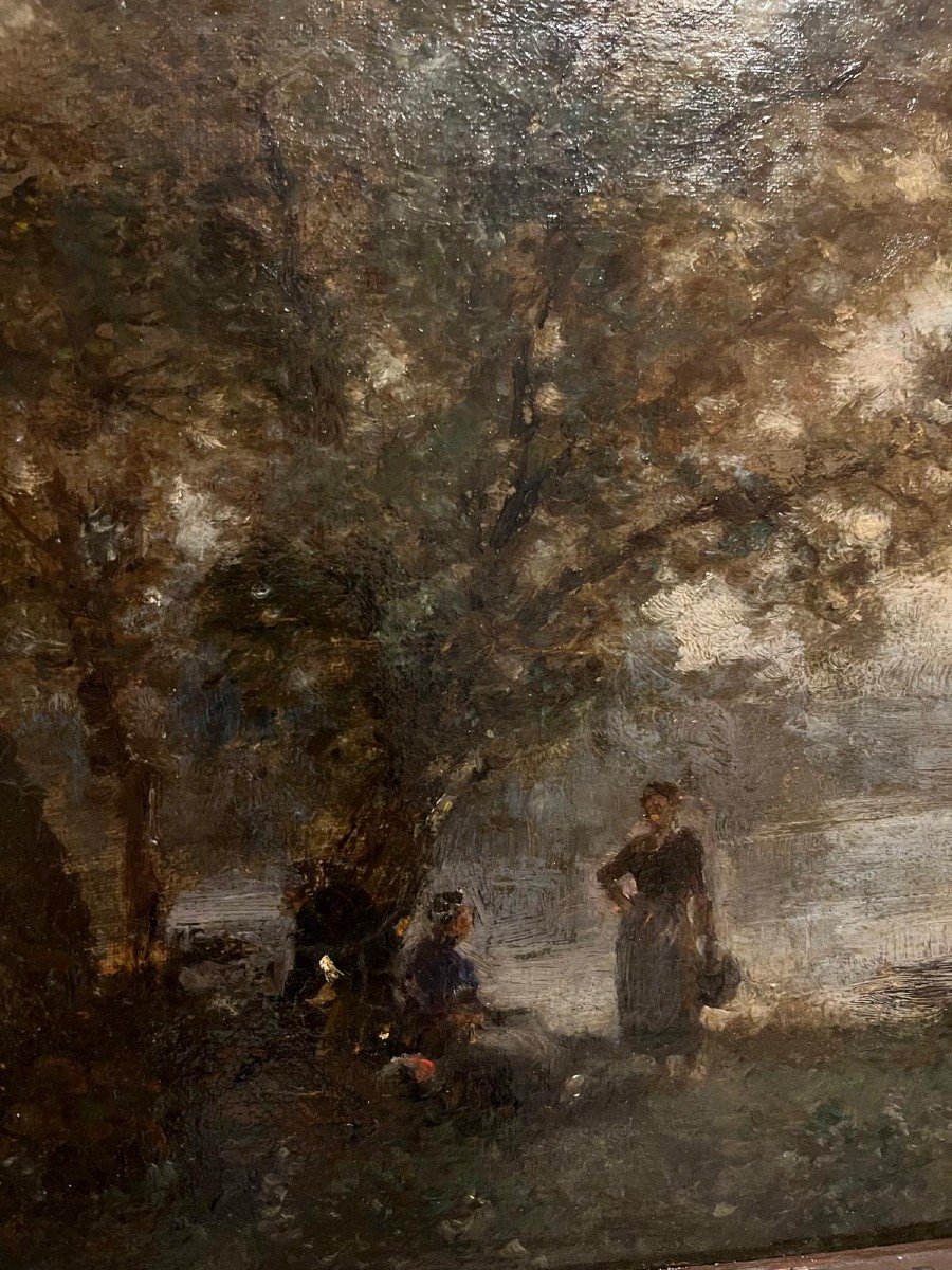 Tableau Paysage Animé Plaquette Du Nom Du Peintre,  Corot , Numéro De Collections.-photo-1