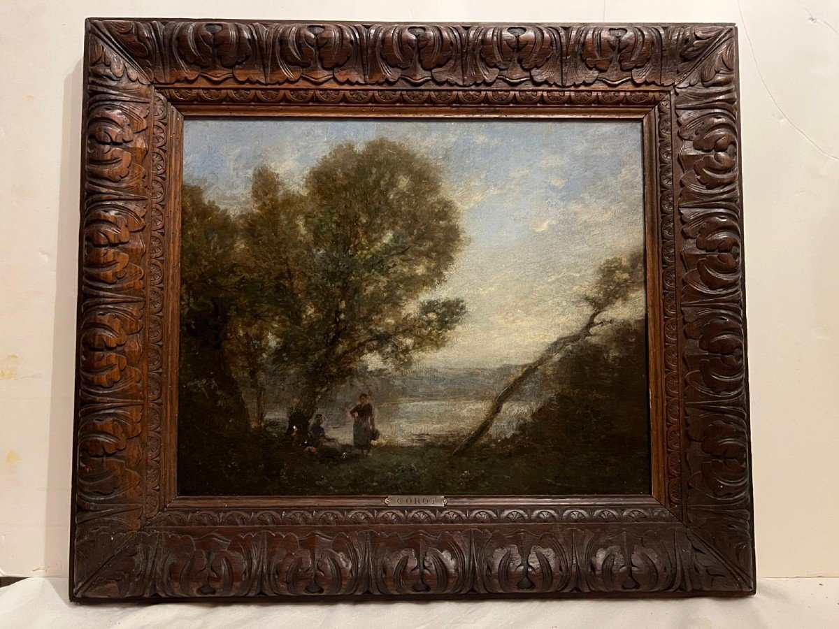 Tableau Paysage Animé Plaquette Du Nom Du Peintre,  Corot , Numéro De Collections.-photo-4