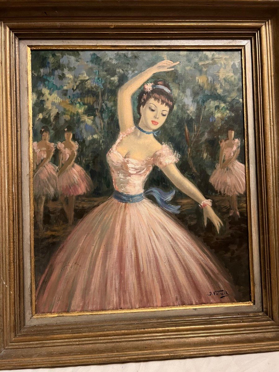 Ballerina Painting Signed Jean Valois 1809-1894.-photo-3