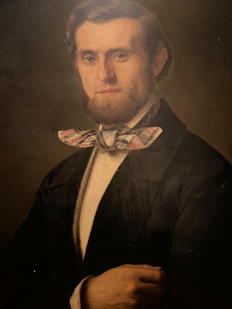 Tableau Portrait d'Homme, Bas Droit,  Herrn Holz 1854. Huile Sur Toile -photo-1