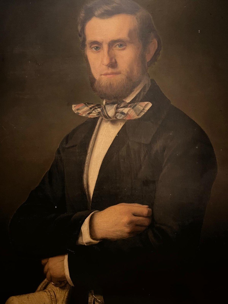 Tableau Portrait d'Homme, Bas Droit,  Herrn Holz 1854. Huile Sur Toile -photo-2