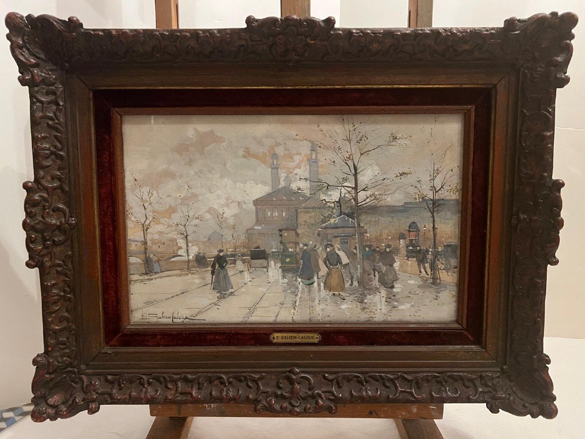 Painting Signed Eugène Galien Laloue, Quai Conti Paris, Gouache. -photo-3