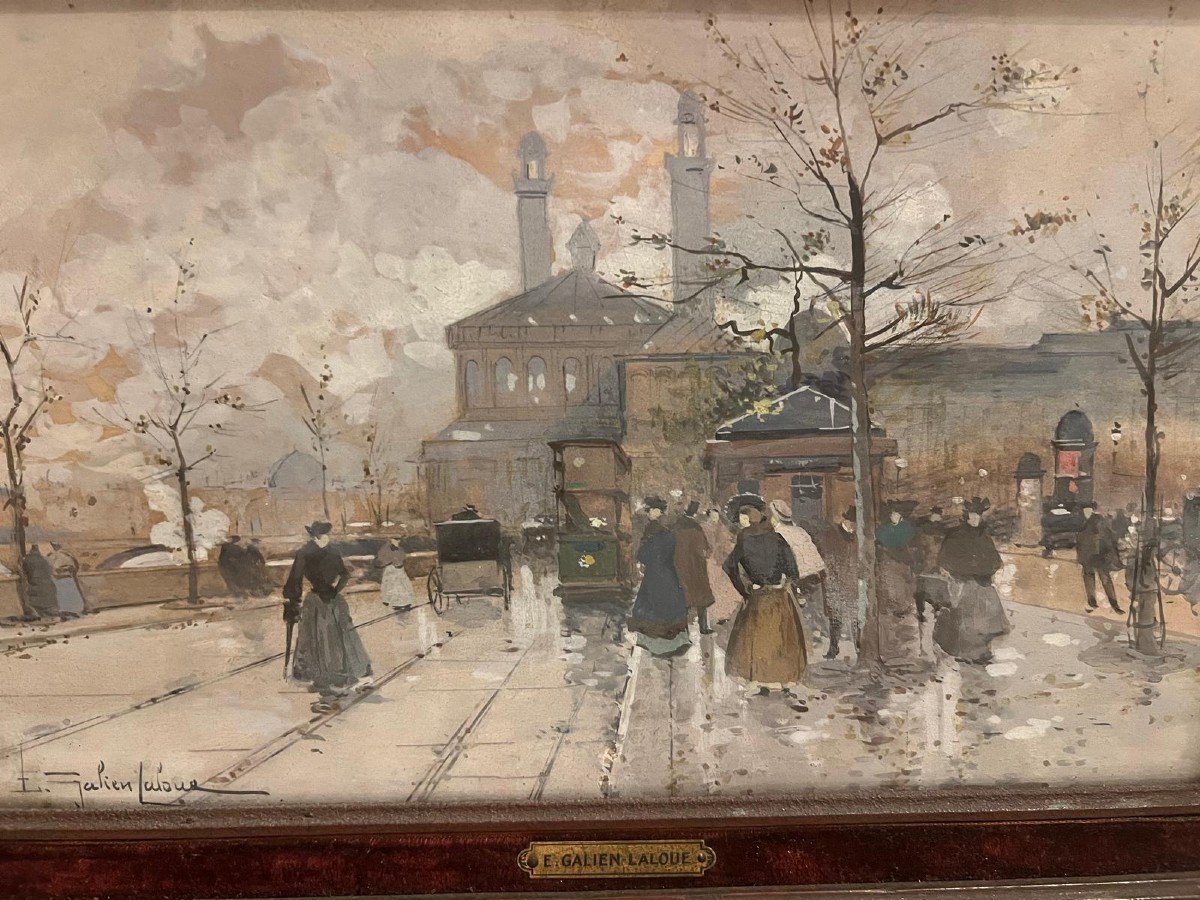 Painting Signed Eugène Galien Laloue, Quai Conti Paris, Gouache. -photo-2