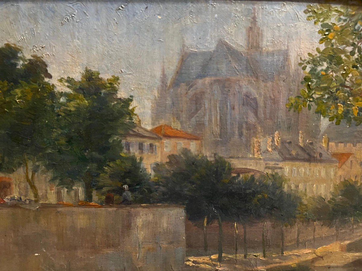 Tableau Signé, L. Nassoy 1911, Cathédrale, Huile Sur Carton. -photo-2