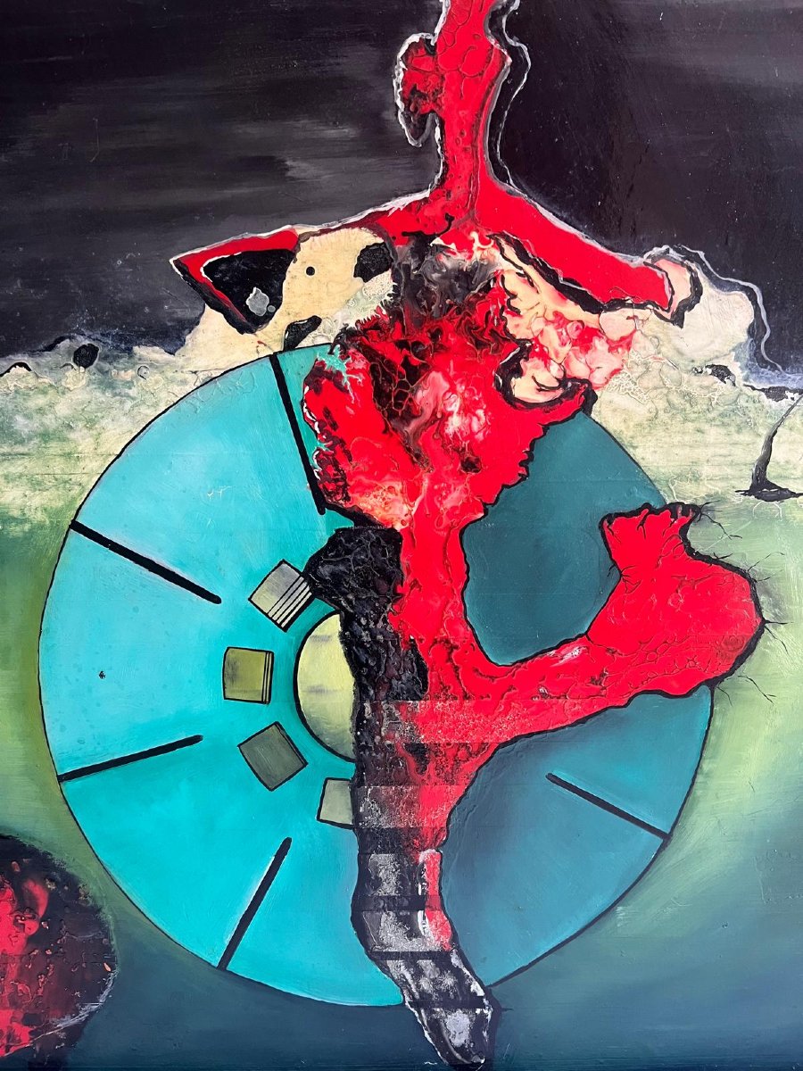 Modern Painting Signed Carl Magnus, Oil On Wood. -photo-4