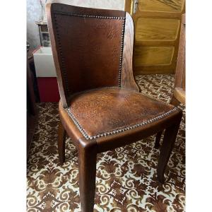 6 Leather Chairs, 20th Century. 