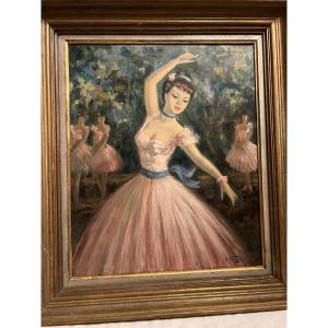 Ballerina Painting Signed Jean Valois 1809-1894.