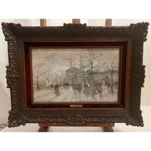 Painting Signed Eugène Galien Laloue, Quai Conti Paris, Gouache. 