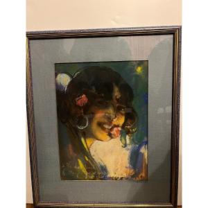 Signed Painting, Louis Fortuney 1875 - 1951. Pastel Signed Dated, 1929.