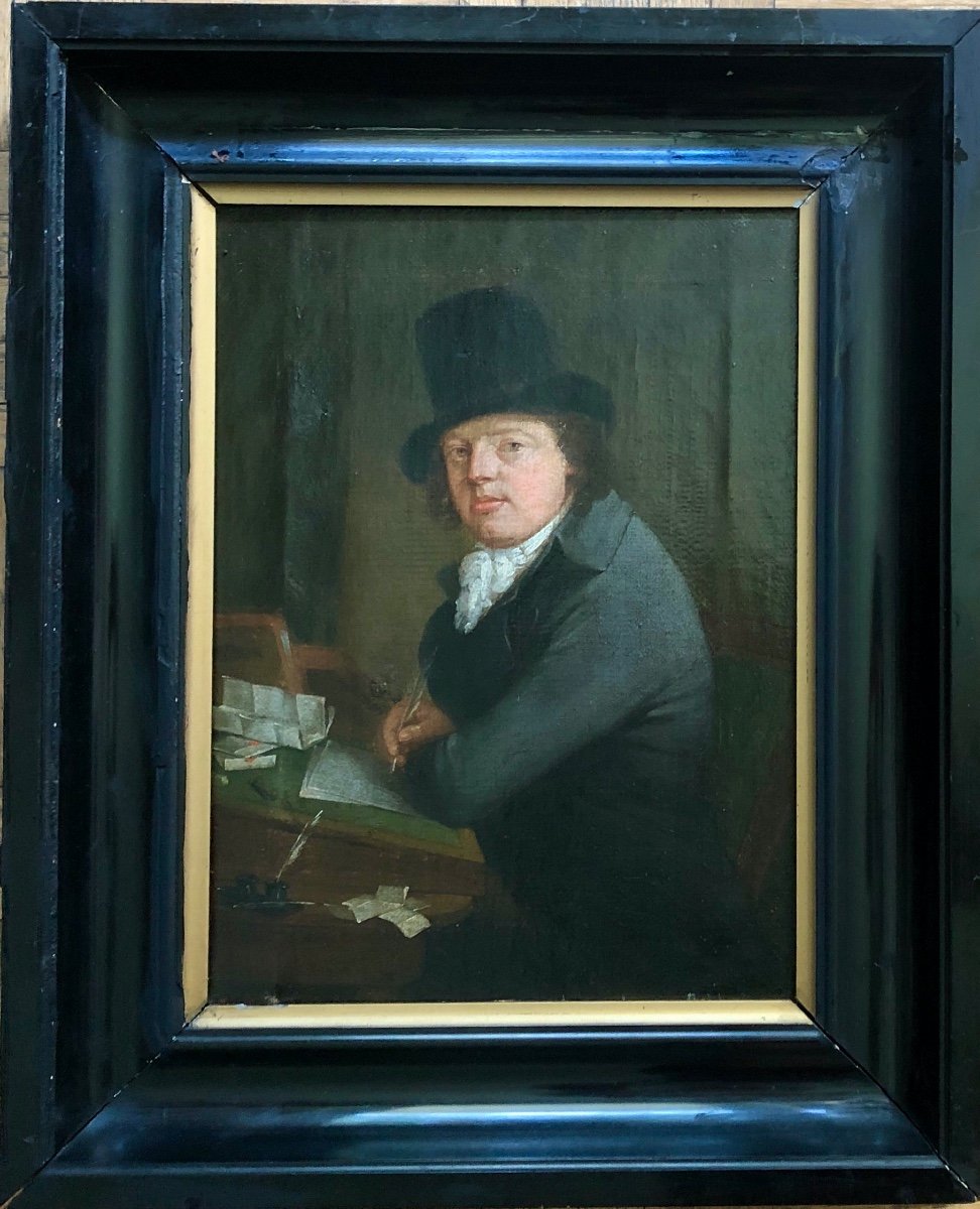 l'Homme à l'écriture, Peinture Fin  XVIII Siècle