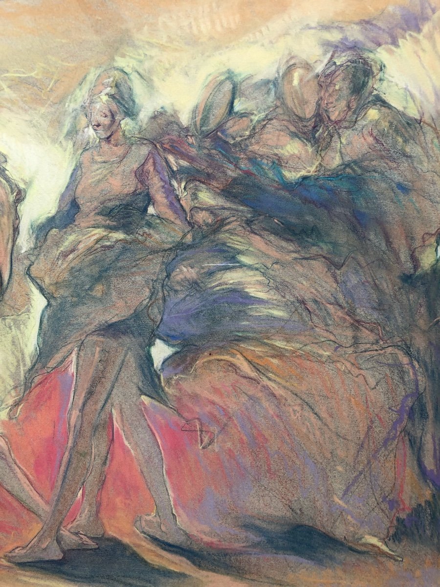 Jean-luc Charbonneau (XX Siècle) Peintre Fantastique, Pastel 1987-photo-3