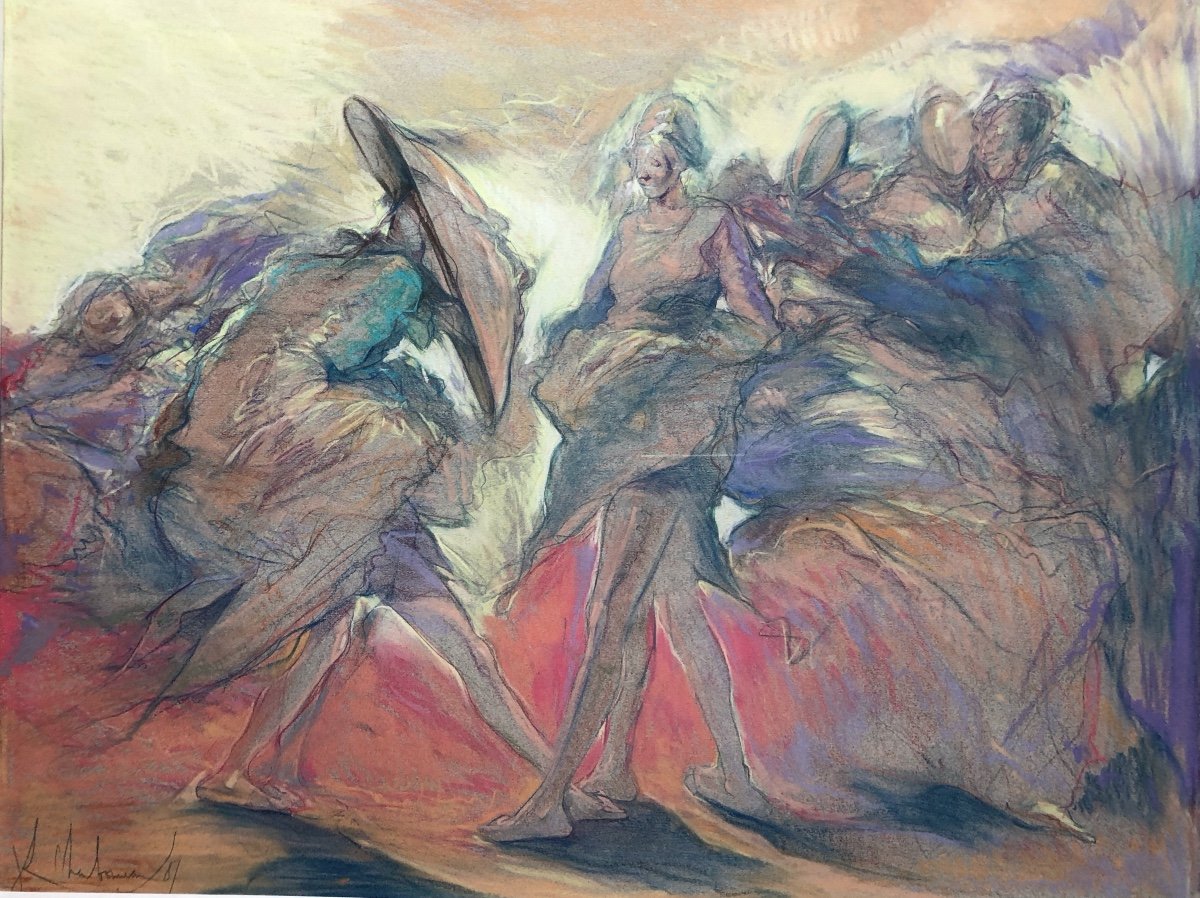 Jean-luc Charbonneau (XX Siècle) Peintre Fantastique, Pastel 1987