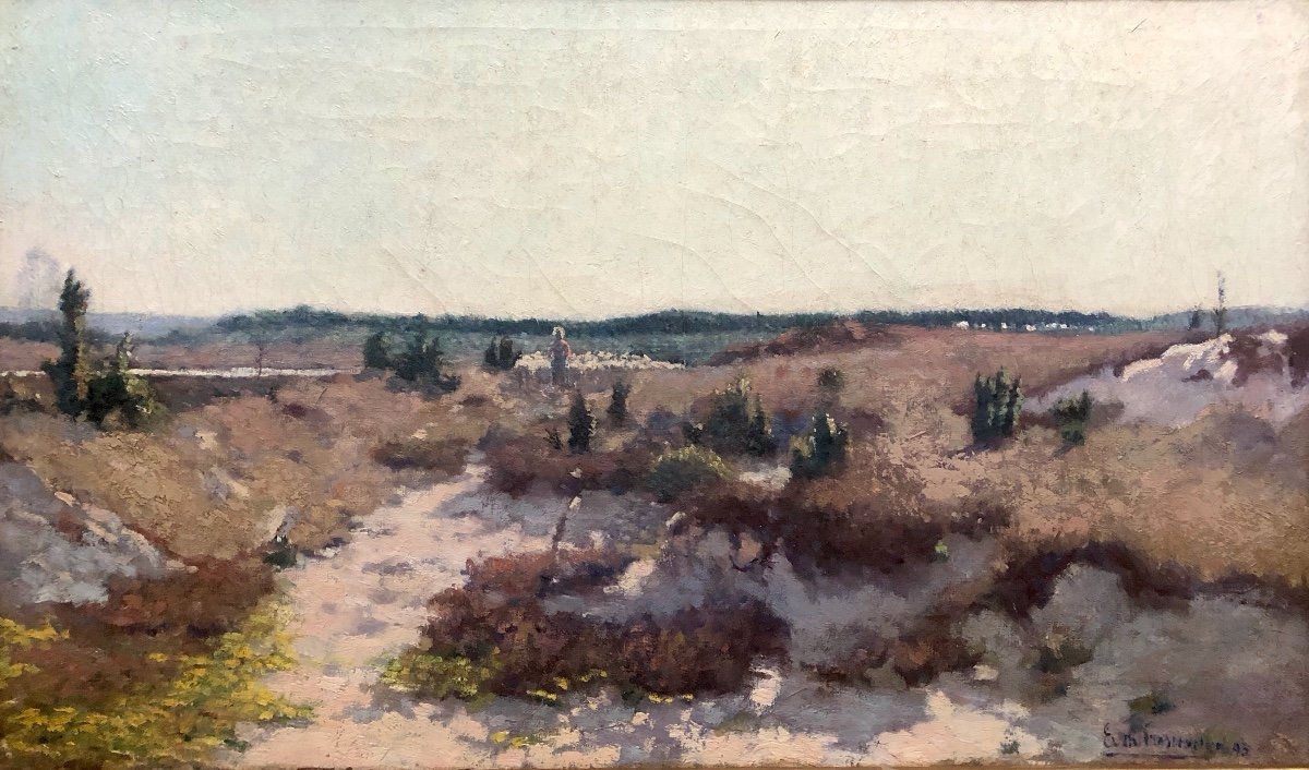 Paysage Champêtre  1893, Huile Sur Toile, Peintre à Découvrir-photo-5