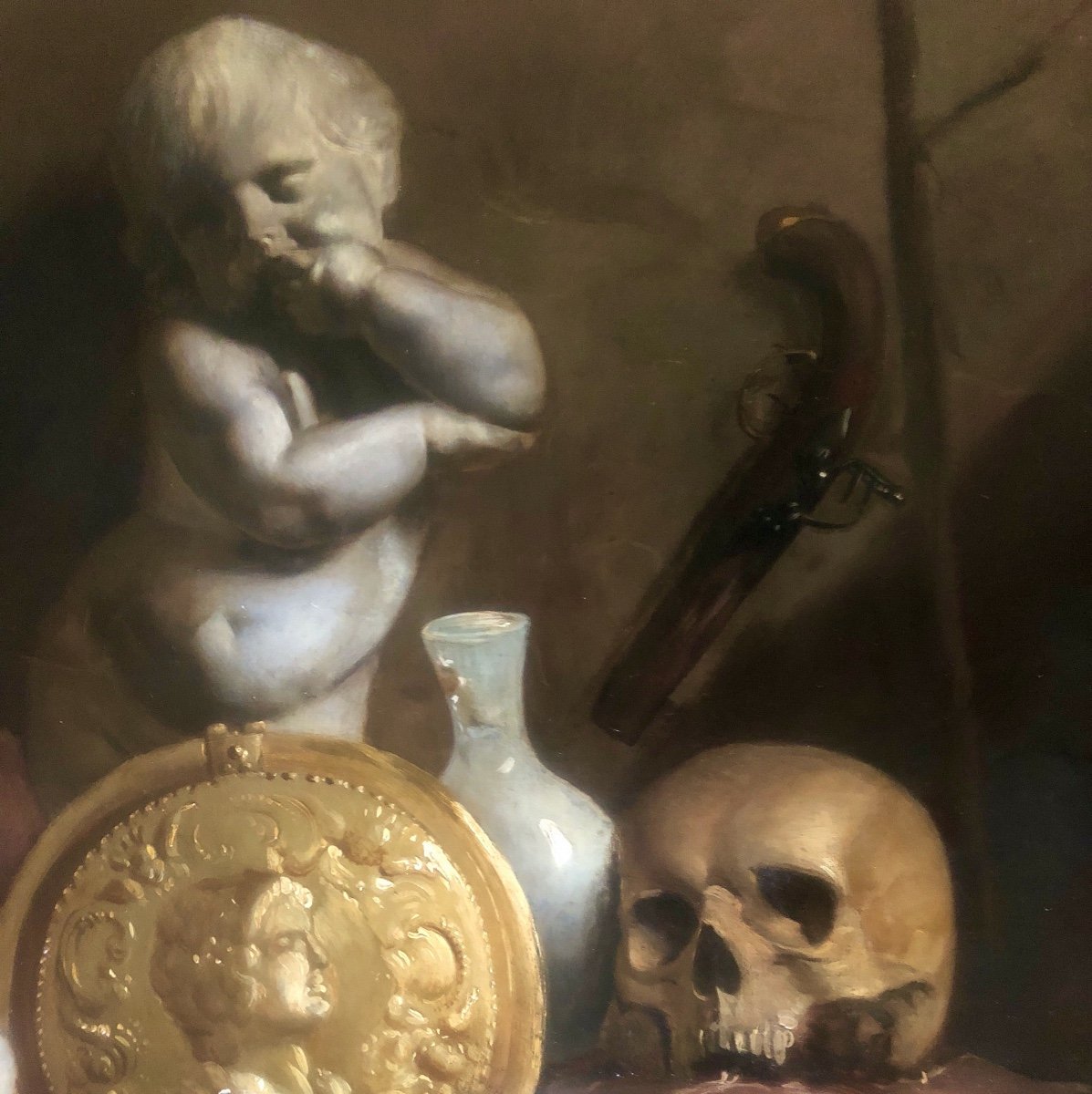 Piet Van Havermaet (1834-1897) Large Painting, Memento Mori, Vanitas 1853-photo-6