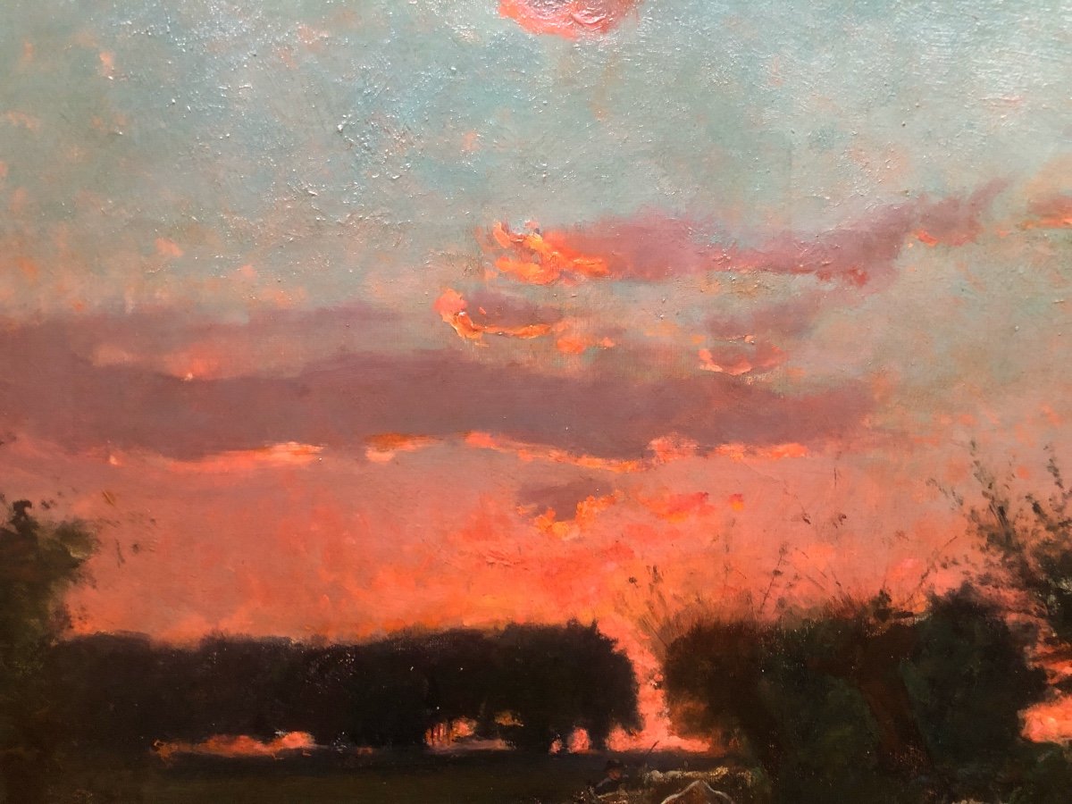 Louis Edouard Paul Fournier (1857-1917) Sunset, Prix De Rome, 19th Century-photo-2