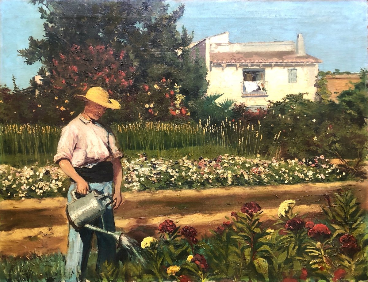 Verde Rubio Riccardo (1876-1955) Le Jardin, Début XX Siècle, école Espagnol