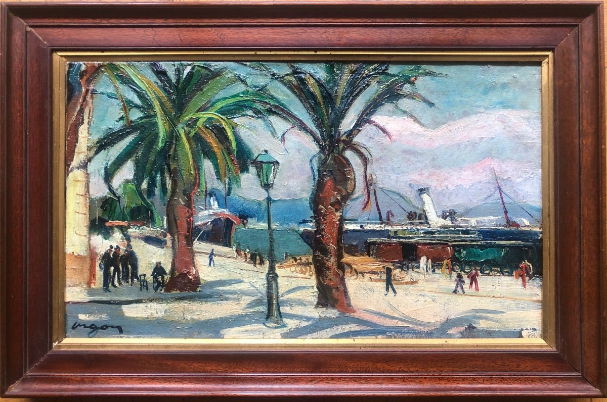 Louis Jacques Vigon (1897-1985) Le Port d'Ajaccio Début XX Siècle-photo-2