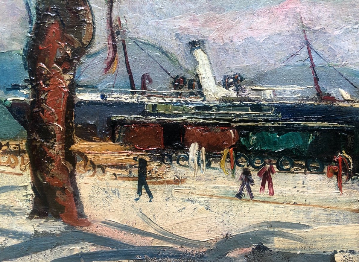 Louis Jacques Vigon (1897-1985) Le Port d'Ajaccio Début XX Siècle-photo-2