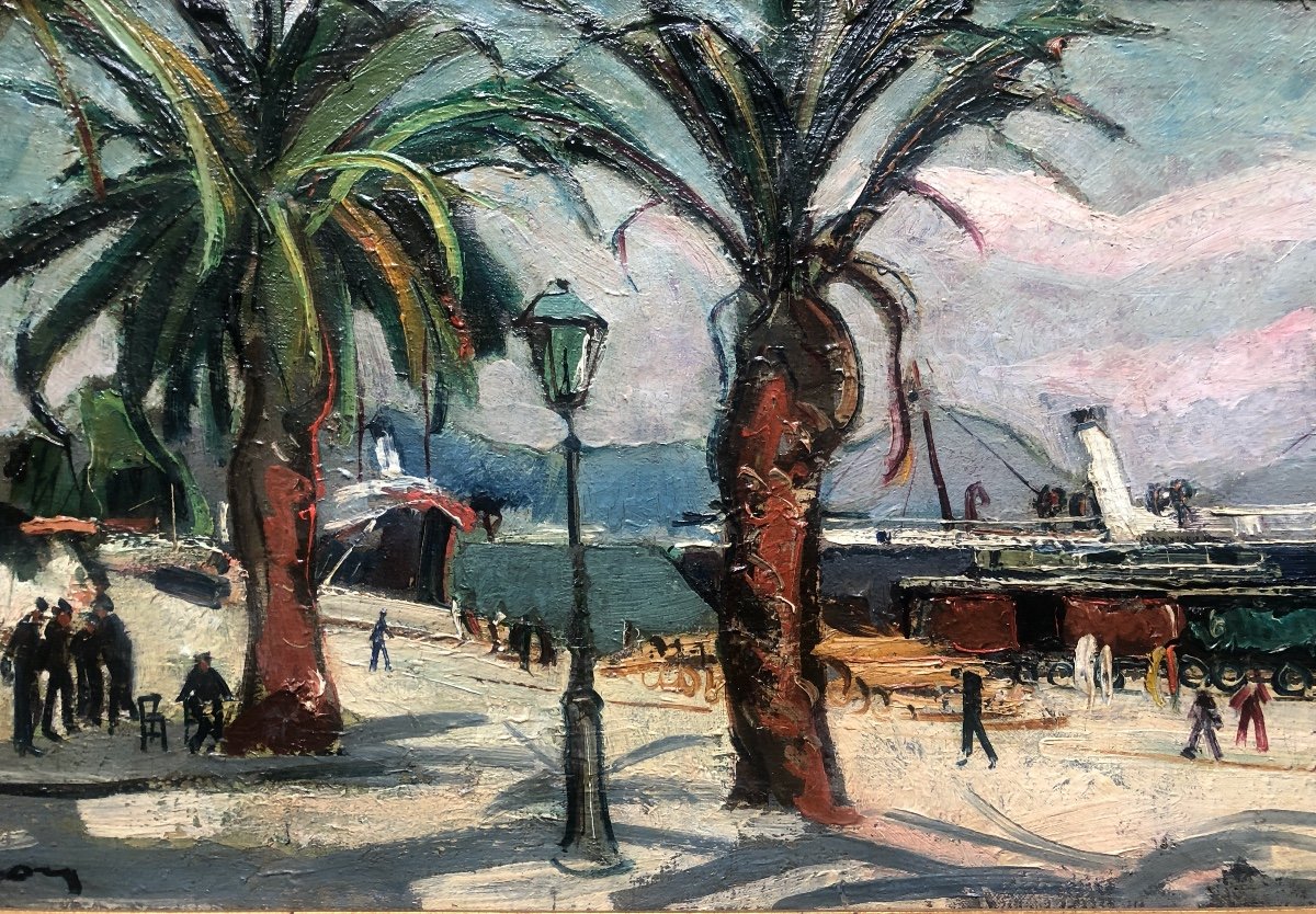 Louis Jacques Vigon (1897-1985) Le Port d'Ajaccio Début XX Siècle-photo-4