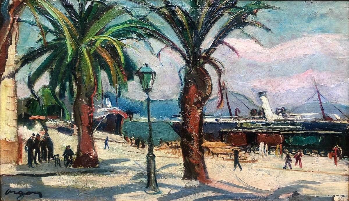 Louis Jacques Vigon (1897-1985) The Port Of Ajaccio Early 20th Century