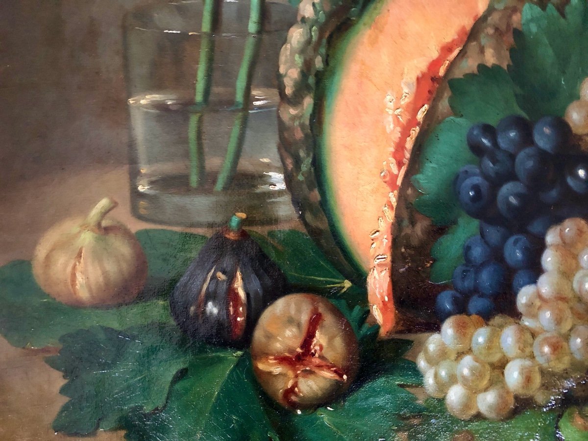 Pierre Auguste Pichon (1805-1900) Student Of Ingres, Still Life With Fruit, 19th Century-photo-5