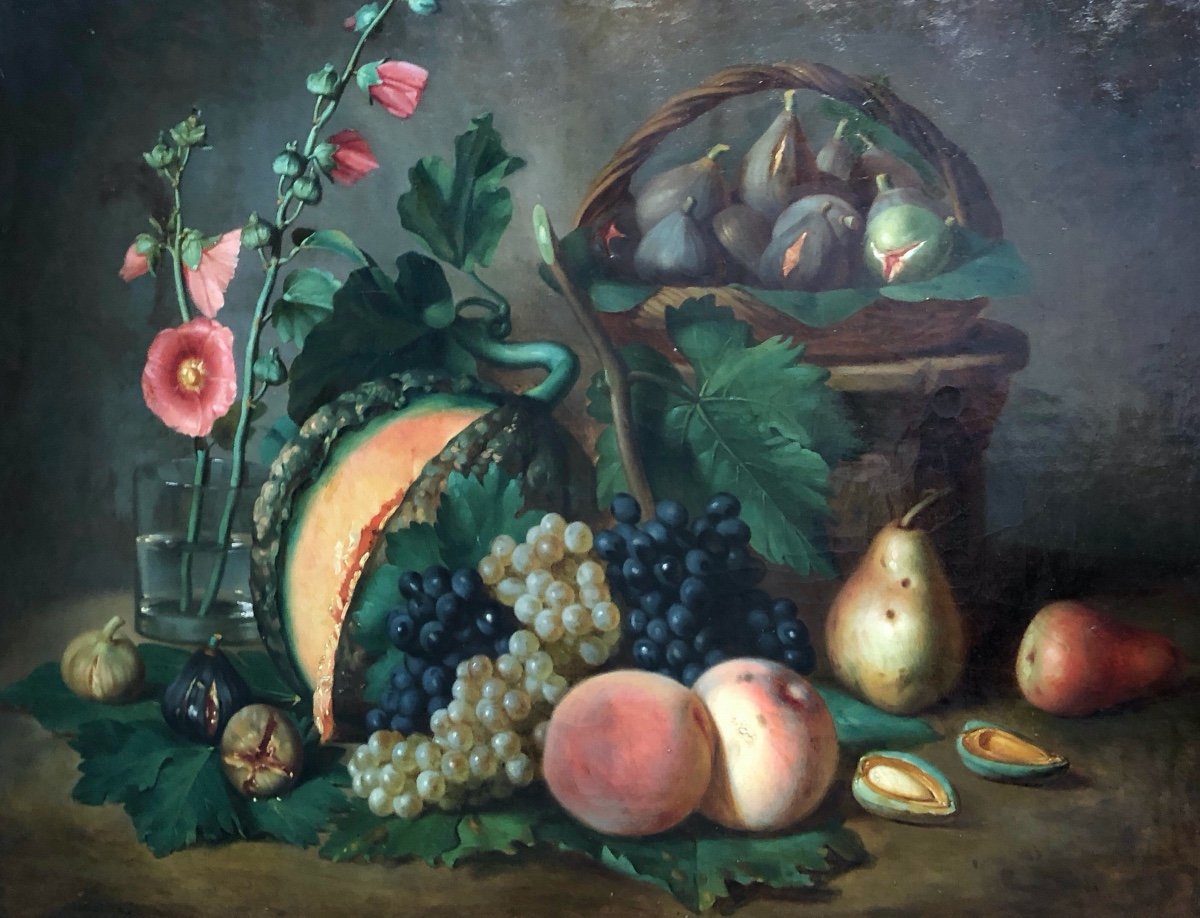 Pierre Auguste Pichon (1805-1900) Student Of Ingres, Still Life With Fruit, 19th Century