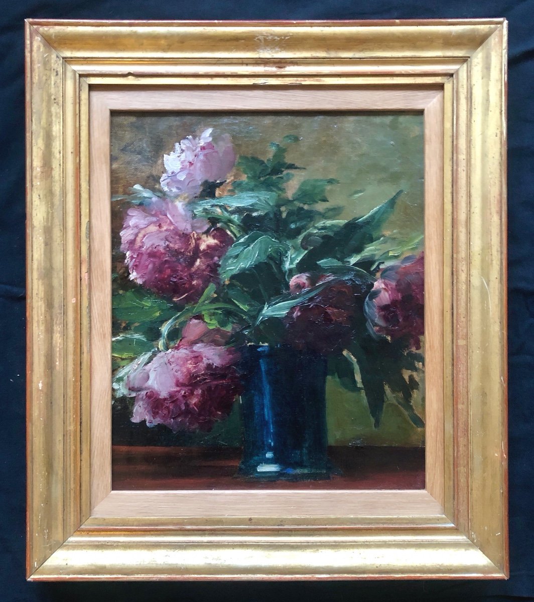 French School, Late 19th Or Early 20th Century, Composition Of Peonies, Oil On Canvas