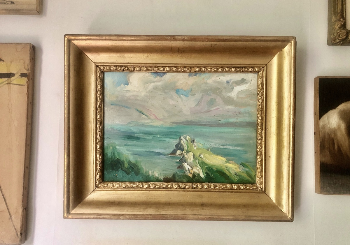 Josey Pillon (1876- ?) Marine Early 20th Century Art Nouveau-photo-2