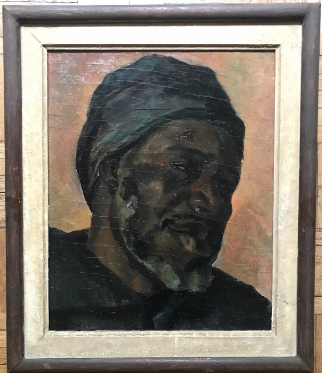 Yvonne Hanriot-giraud (1898-1960) Portrait Of A Man, Africanist Early 20th Century-photo-2