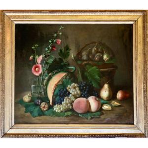 Pierre Auguste Pichon (1805-1900) Student Of Ingres, Still Life With Fruit, 19th Century