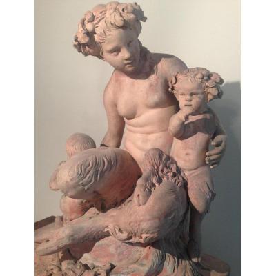  Terre Cuite (d'Après Clodion), Femme faune avec amours 