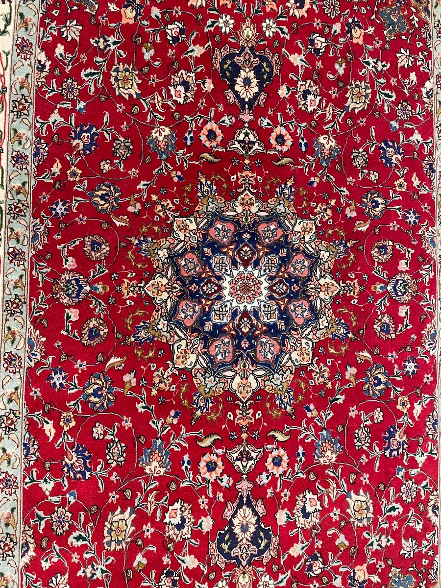 Tapis Tabriz Iran Chaînes Soie -photo-2